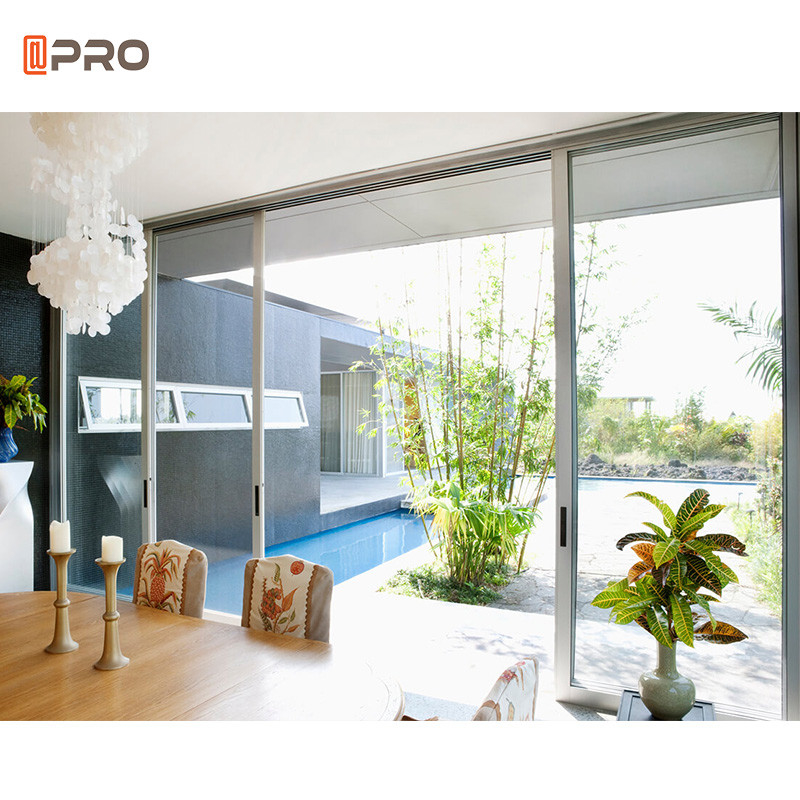Σύγχρονη ντυμένη σκόνη αλουμινίου πλαισίων Patio ολίσθηση γυαλιού πορτών διπλή